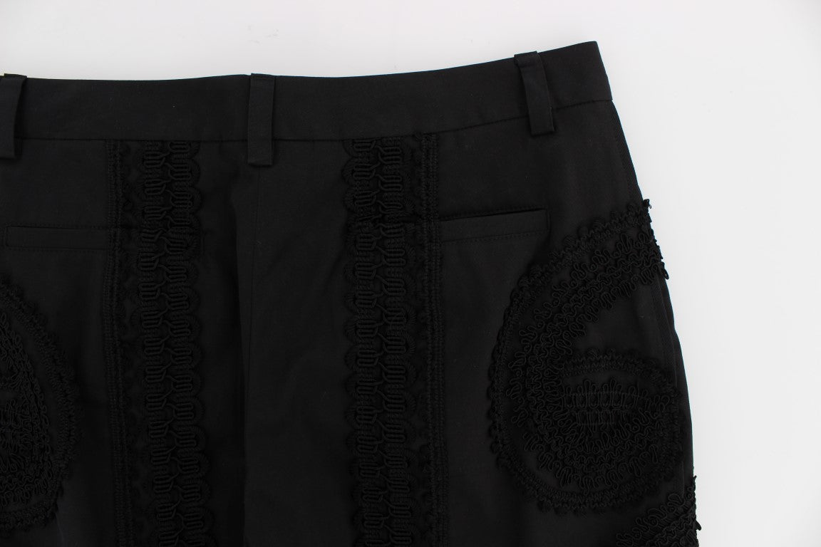 Dolce & Gabbana Schwarze Baumwoll-Stretch-Capris-Hose