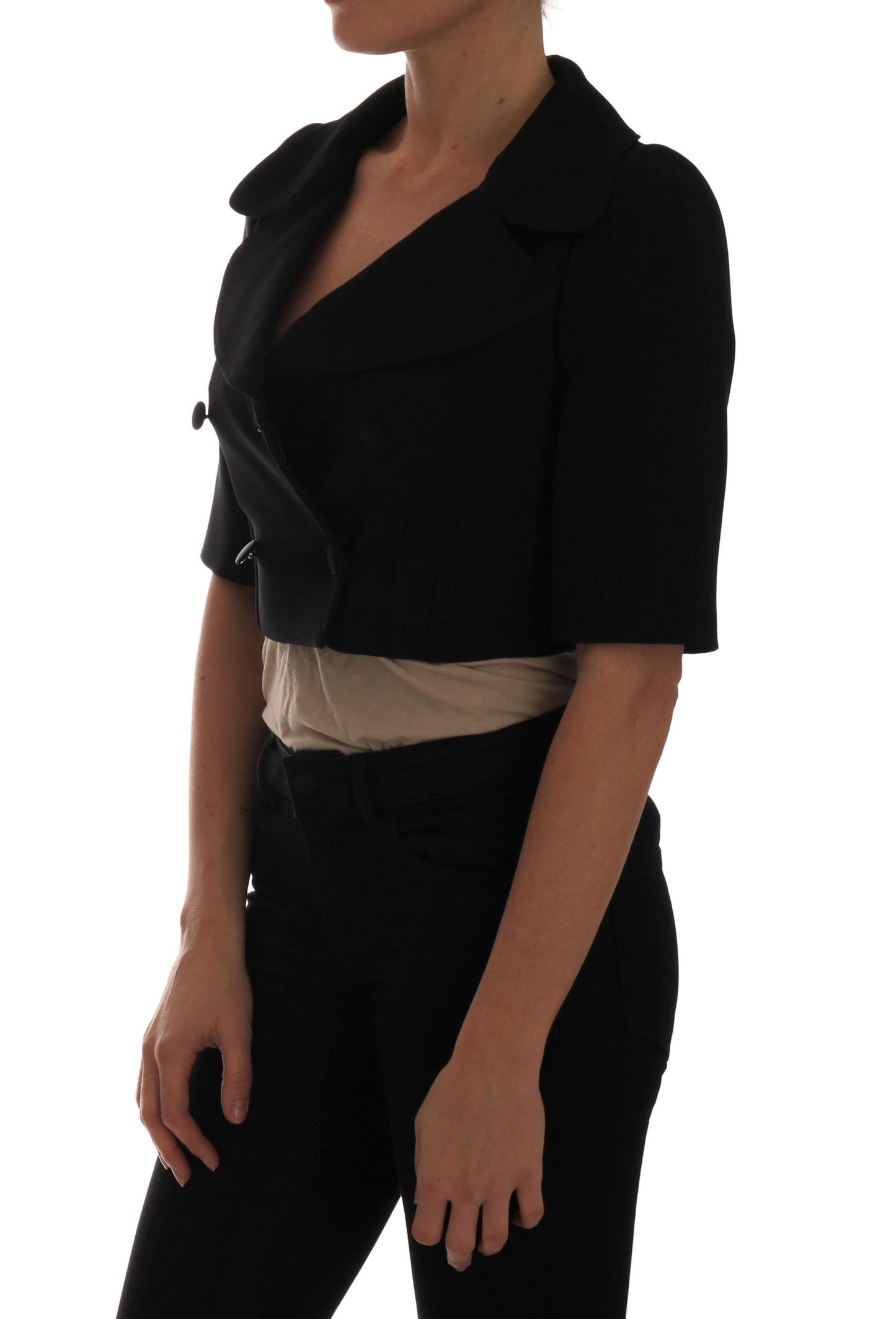 Dolce & Gabbana Schwarzer Kurzer Croped Jacket Blazer