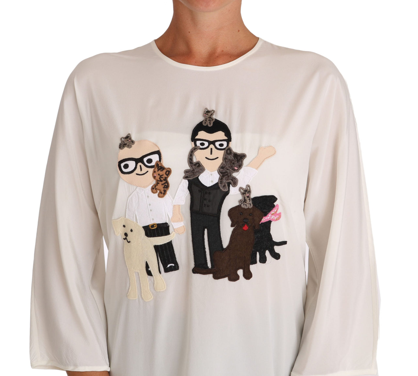 Dolce & Gabbana Weißes Seiden-T-Shirt #dgfamily Bluse