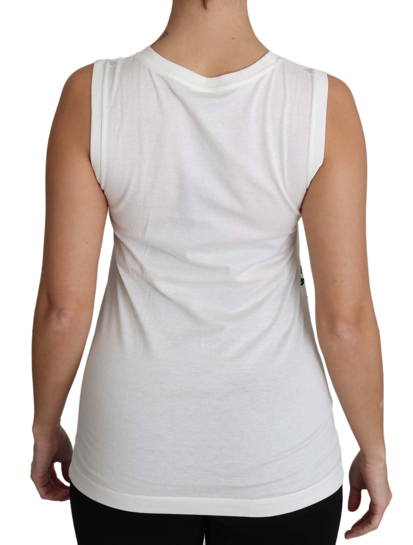 Dolce & Gabbana Weißes Baumwolle #dgfamily Ärmelloses Shirt Tank Top