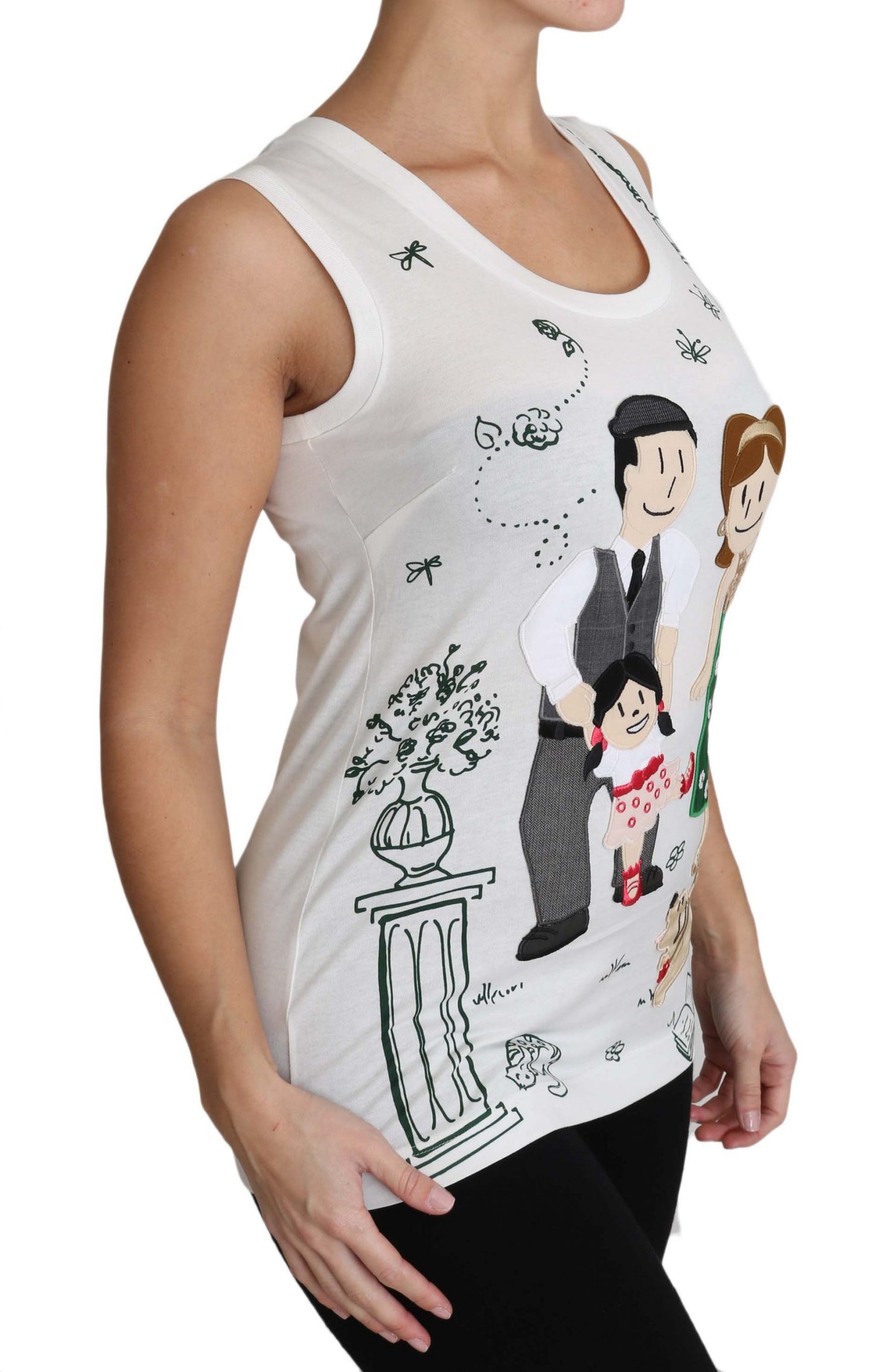 Dolce & Gabbana Weißes Baumwolle #dgfamily Ärmelloses Shirt Tank Top