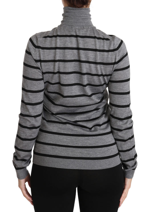 Dolce & Gabbana Grauer Rollkragenpullover aus Kaschmir und Seide