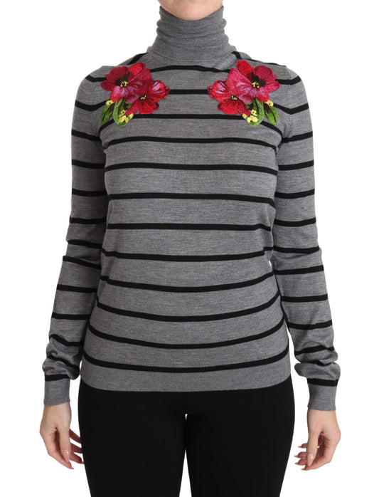 Dolce & Gabbana Grauer Rollkragenpullover aus Kaschmir und Seide