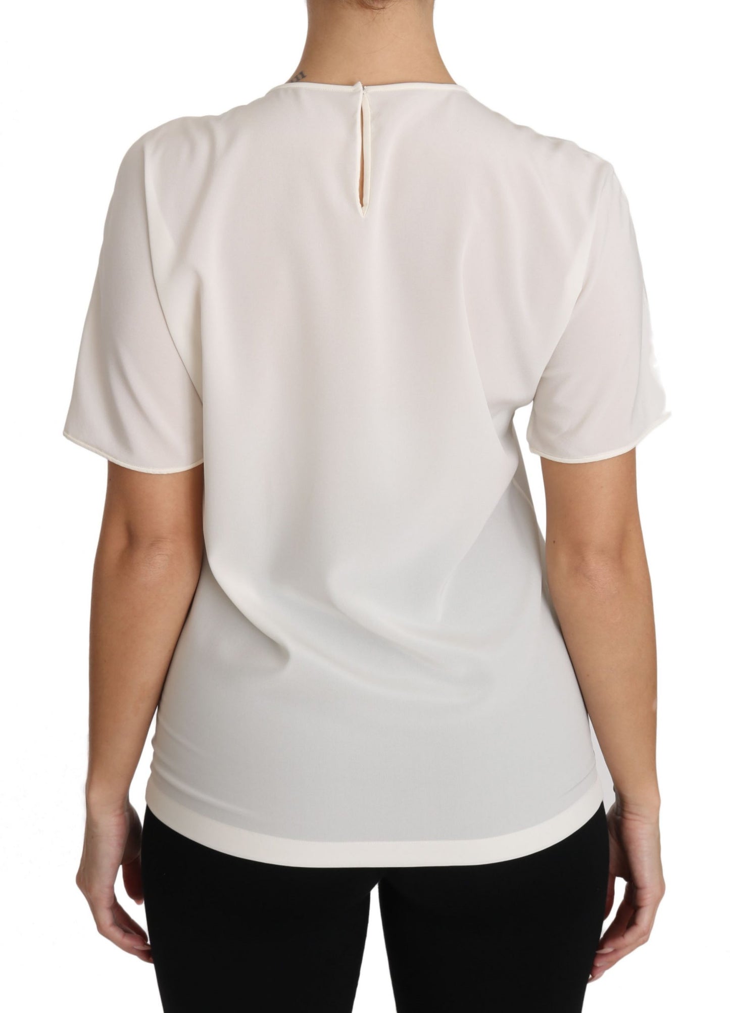 Dolce & Gabbana Weißes Seidenstretch-T-Shirt #dgfamily
