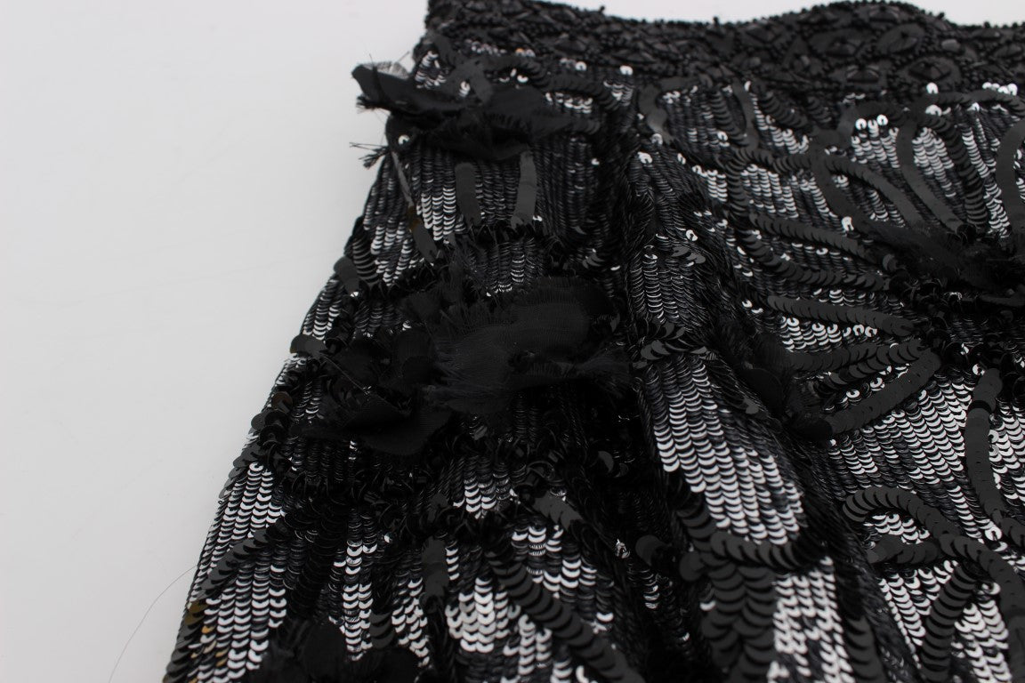 Dolce & Gabbana Schwarze Mini-Shorts mit Kristallpailletten