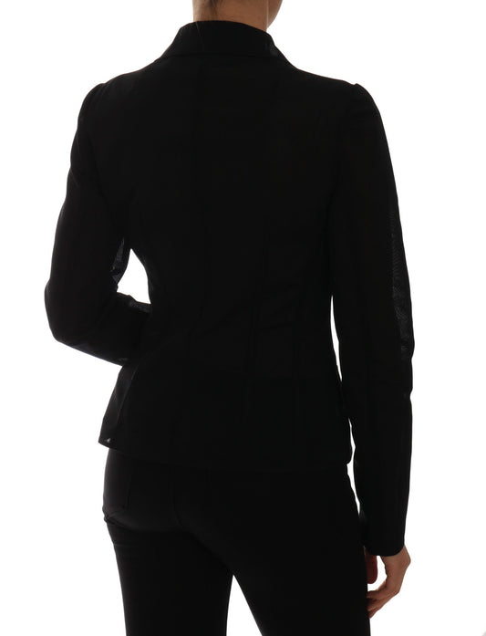 Dolce & Gabbana Schwarze Nylon-Netz-Blazer-Jacke