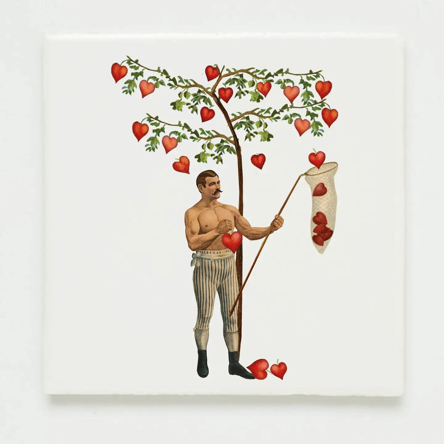 Wandfliese „Mann erobert Herzen“ Vintage-Collage
