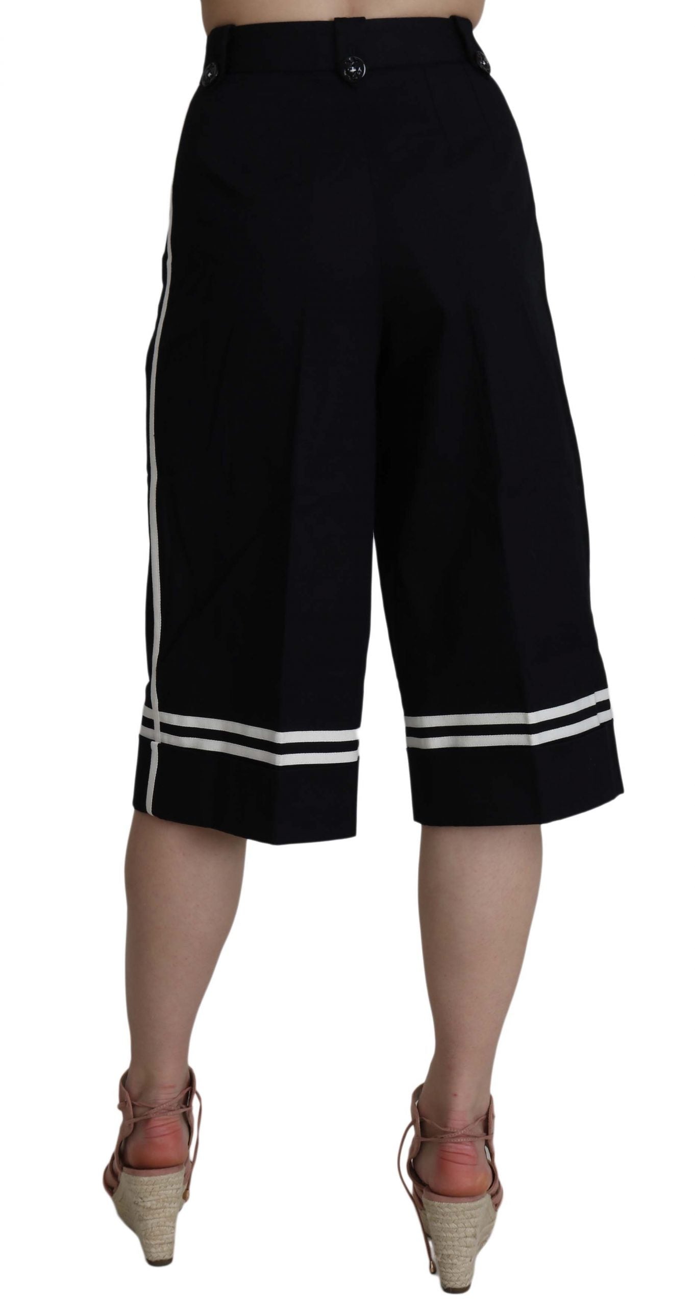 Dolce & Gabbana Schwarze Hose aus Baumwolle mit Verzierungen