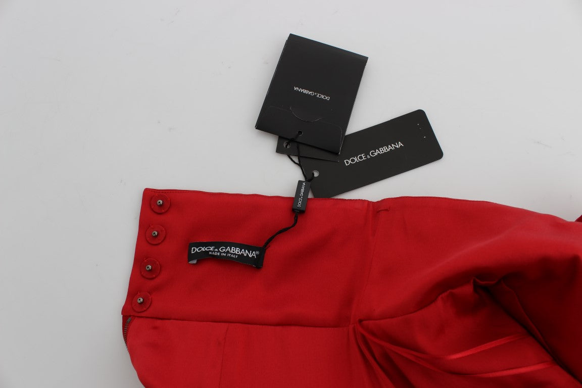 Dolce & Gabbana Rote Seidenkristallrosen Shorts