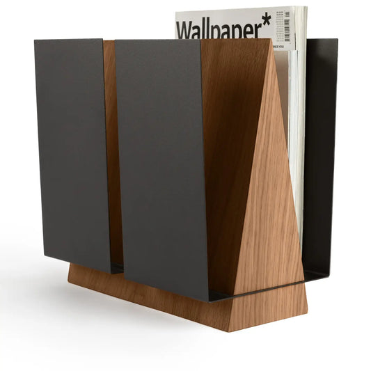 Zeitschriftenhalter WINGS - Walnuss, mattes Schwarz