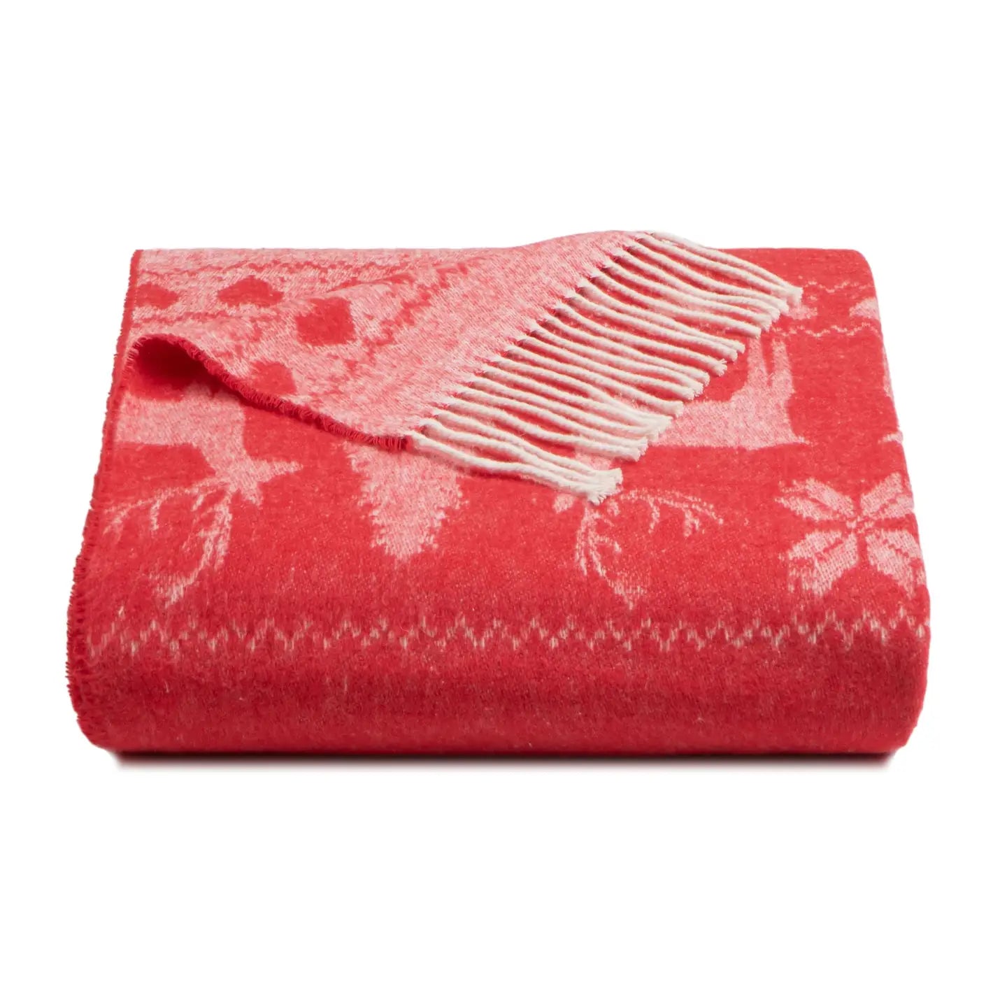 Plaid Babele aus recycelter Baumwolle Weihnachtsmotiv rot