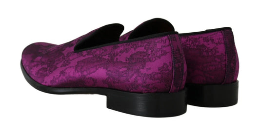 Dolce & Gabbana Lila Jacquard Loafers Kleid Formelle Schuhe