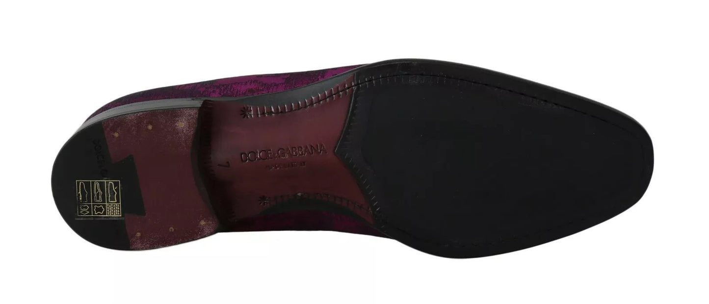 Dolce & Gabbana Lila Jacquard Loafers Kleid Formelle Schuhe