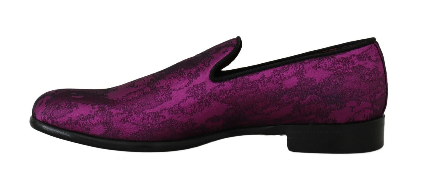 Dolce & Gabbana Lila Jacquard Loafers Kleid Formelle Schuhe
