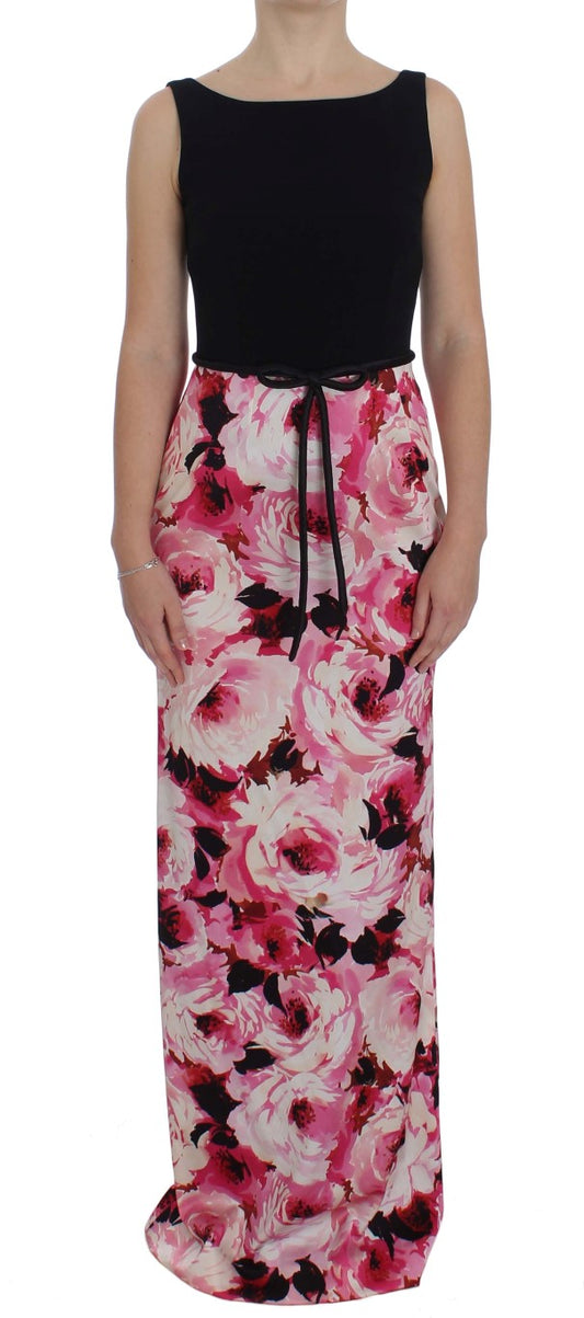Dolce & Gabbana Rosa geblümtes langes Maxikleid mit Etui