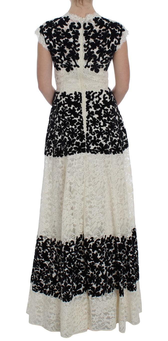 Dolce & Gabbana Langes Ball-Maxikleid mit floraler Spitze Ricamo