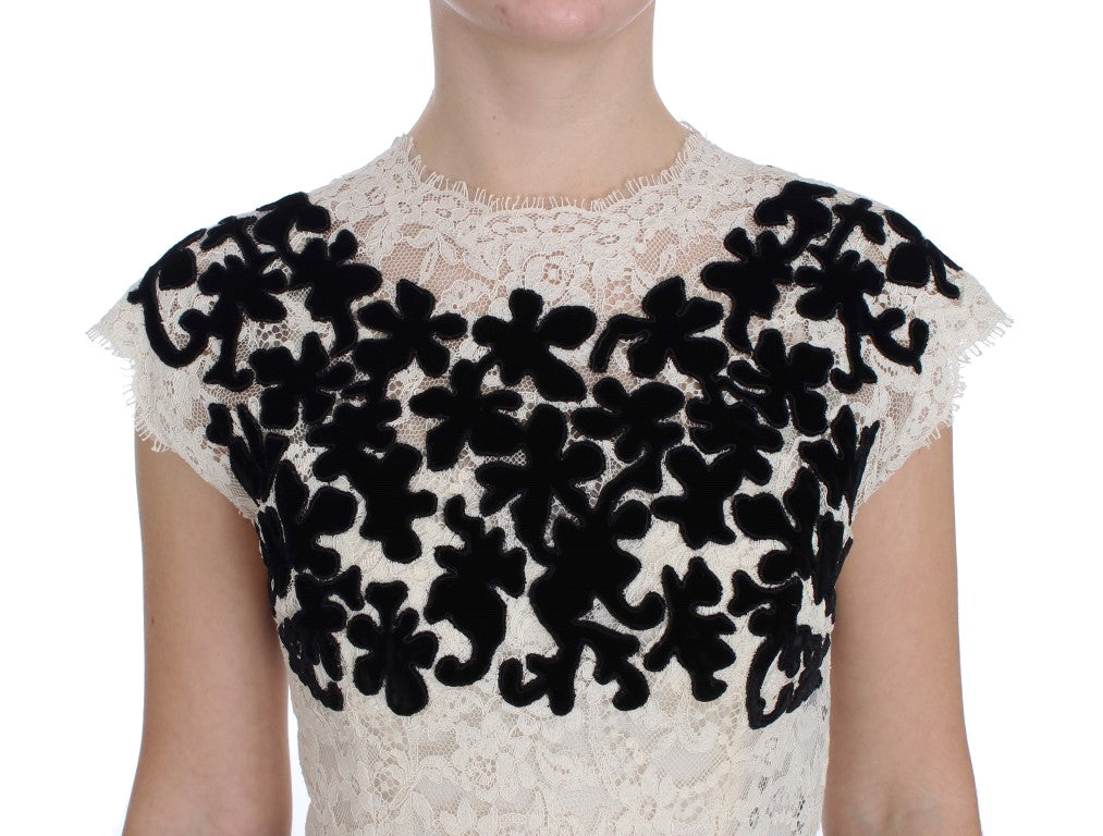 Dolce & Gabbana Langes Ball-Maxikleid mit floraler Spitze Ricamo