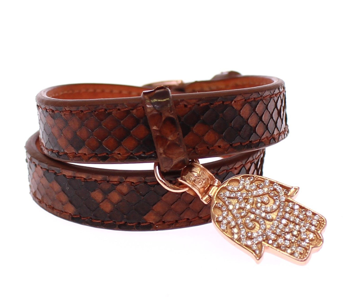 Nialaya CZ Hamsa Auge 18K Gold 925 Silber Armband
