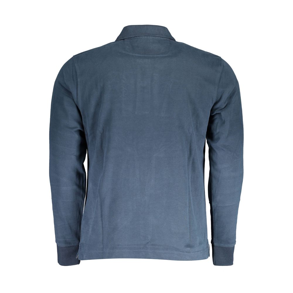 Blue Cotton Men Polo Shirt