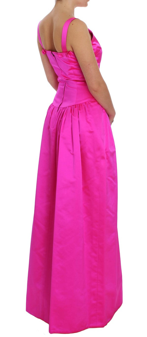 Dolce & Gabbana Rosa Seide Langes Etuikleid Ballkleid