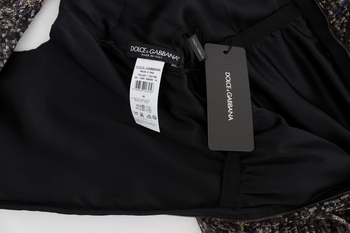 Dolce & Gabbana Dunkles Seiden-Shiftkleid in voller Länge