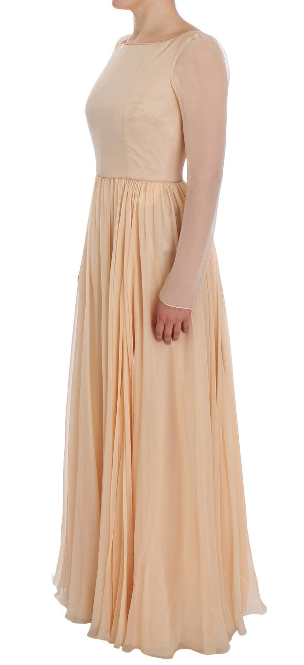 Dolce & Gabbana Beige Seide Ballkleid in voller Länge Kleid