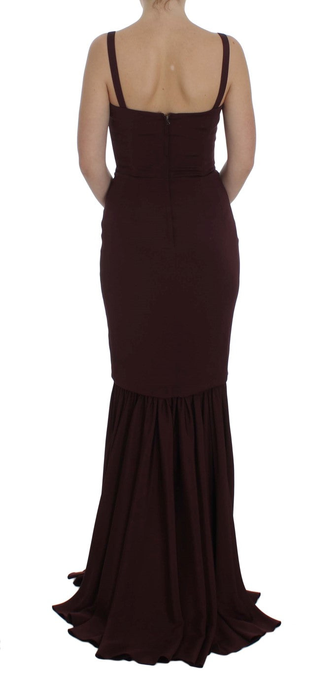 Dolce & Gabbana Bordeauxfarbenes Stretch-Etuikleid in voller Länge