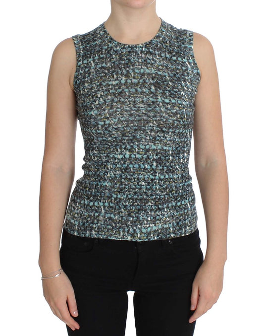 Dolce & Gabbana Blauer Wollpullover ohne Ärmel Pullover
