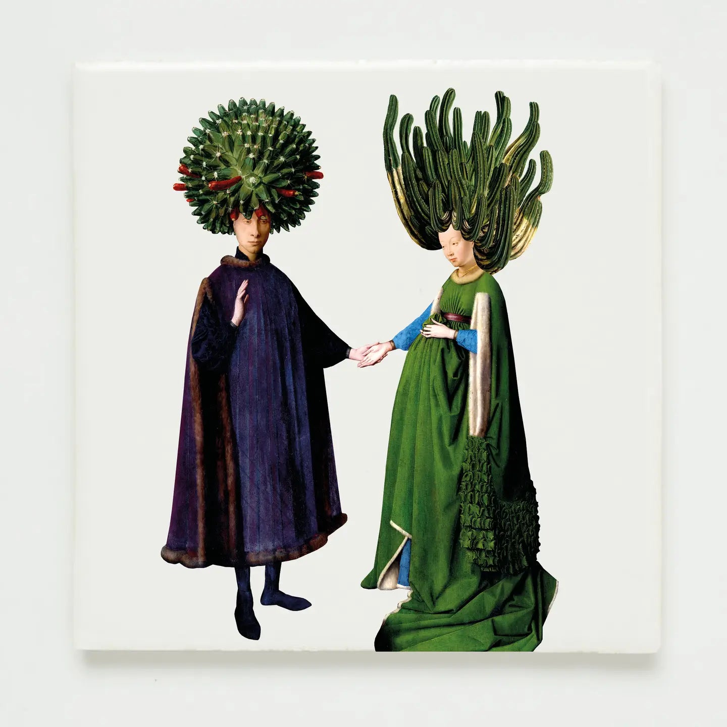 Wandfliese Collage Porträt Giovanni Arnolfini und seine Frau