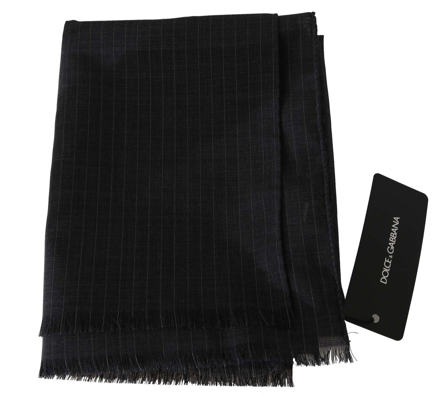 Dolce & Gabbana Grauer Wickelschal aus 100% Wolle mit Streifenmuster