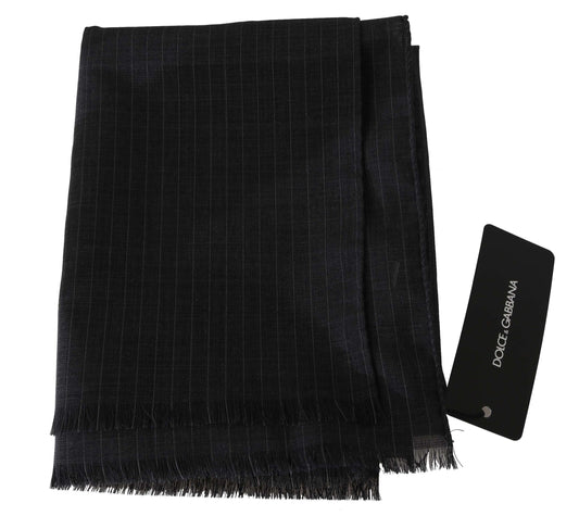 Dolce & Gabbana Grauer Wickelschal aus 100% Wolle mit Streifenmuster
