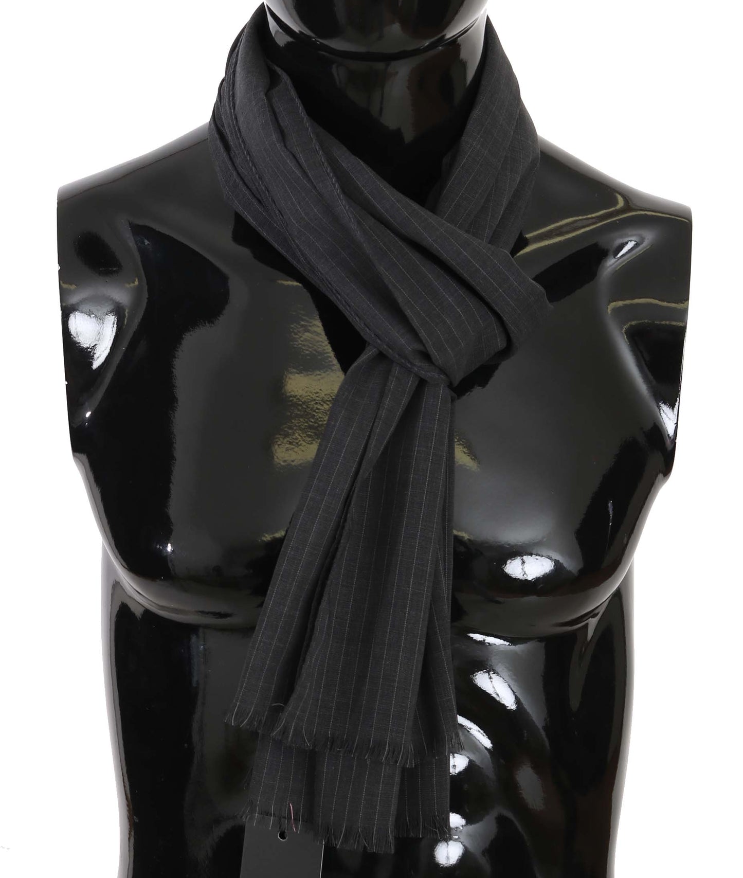 Dolce & Gabbana Grauer Wickelschal aus 100% Wolle mit Streifenmuster