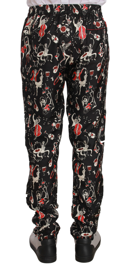 Dolce & Gabbana Rote Musikinstrumenten-Print Nachtwäsche-Hose