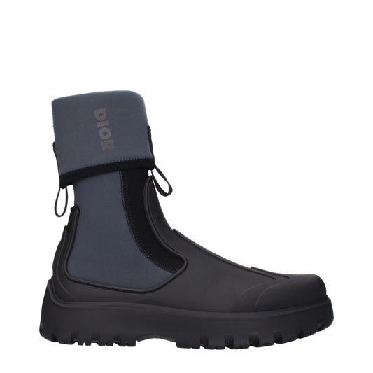 Black Cotton Ankle Boots