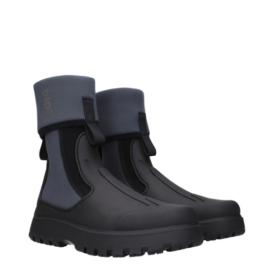 Black Cotton Ankle Boots