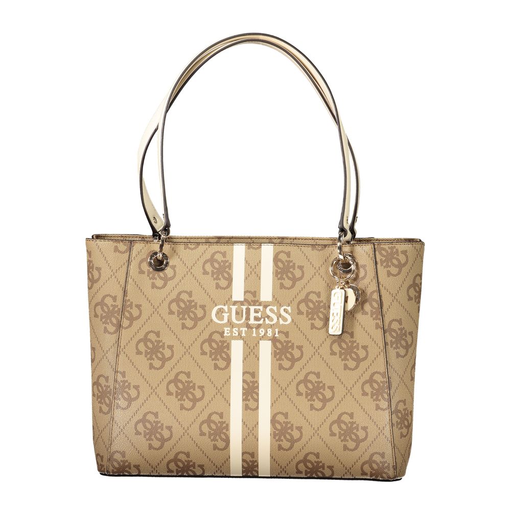 Beige Polyethylene Women Handbag