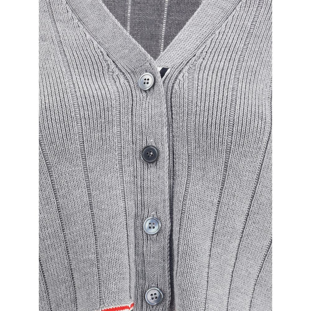 Ladder Full Needle Rib Stitch V Neck Car