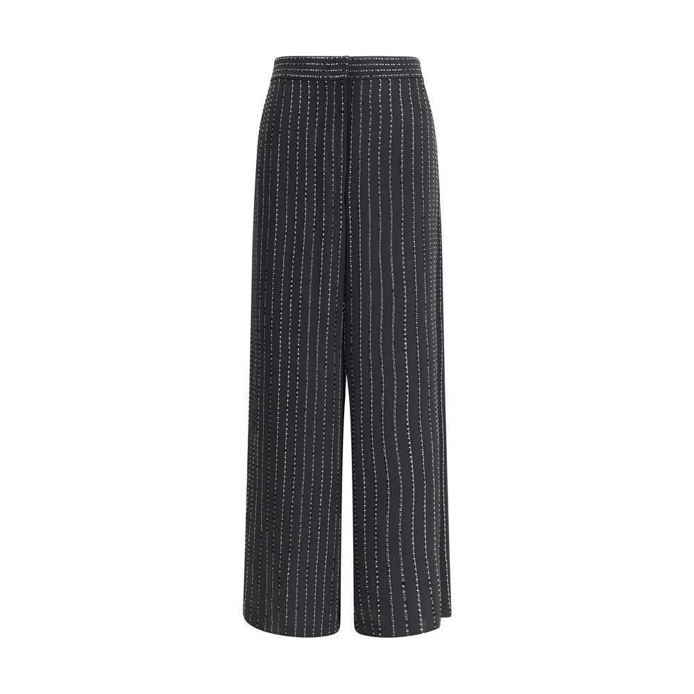 Wide-leg silk Pants with strass