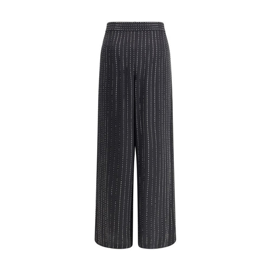 Wide-leg silk Pants with strass