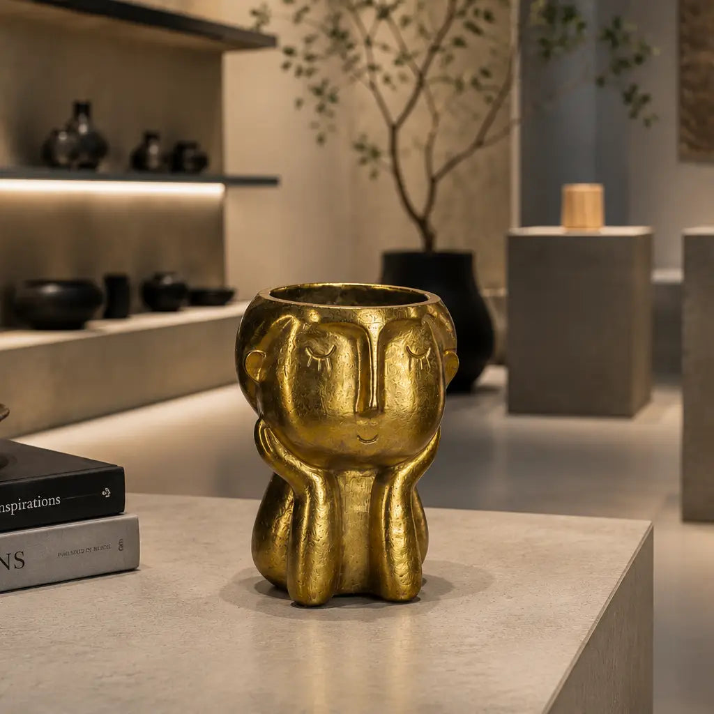 Dekorativer Kopf, gold, H 20 x 17 cm