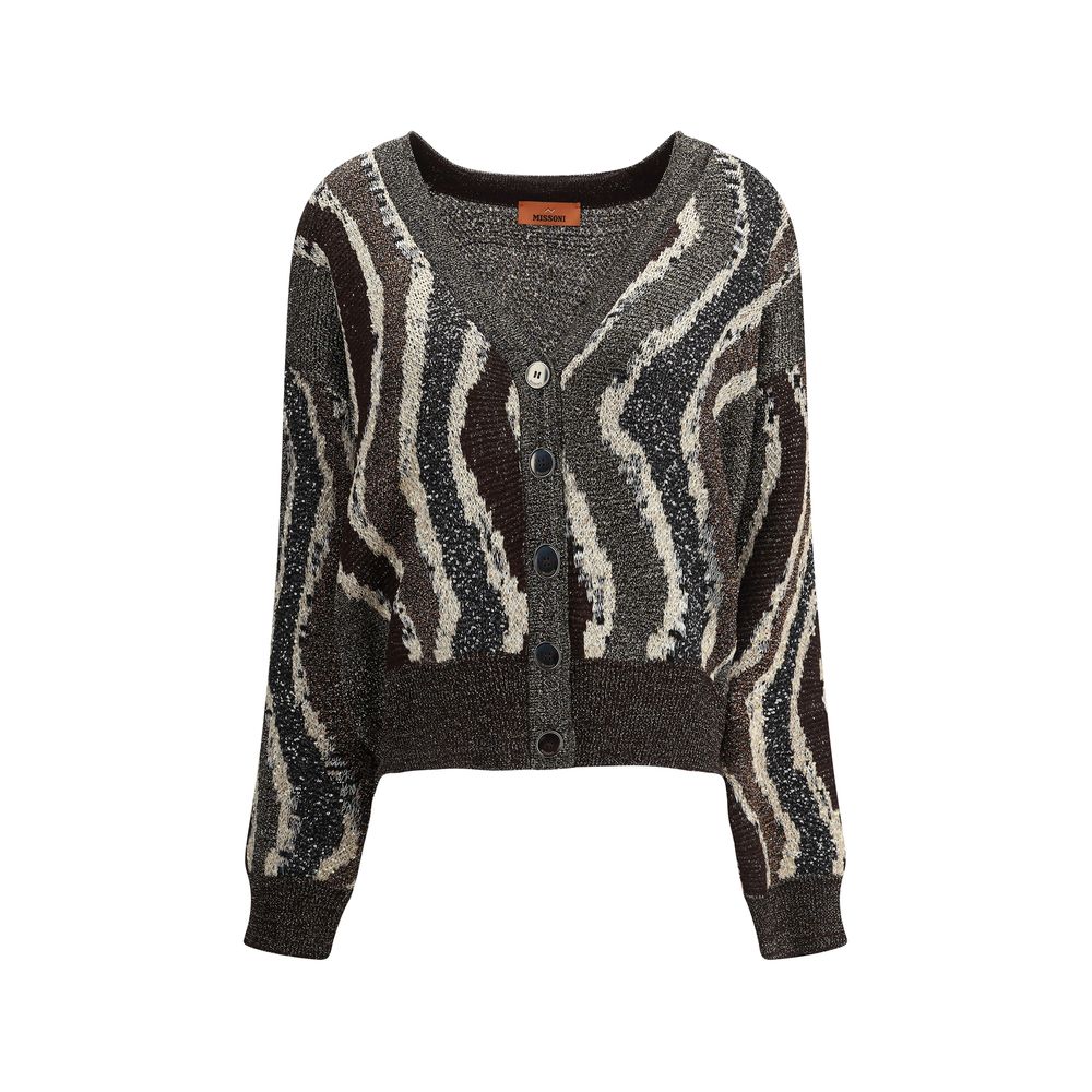 Wave pattern boxy Cardigan