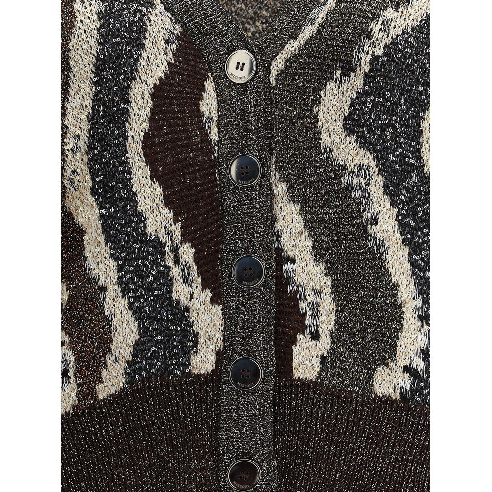 Wave pattern boxy Cardigan