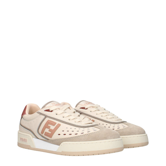 Beige Leather Low Tops