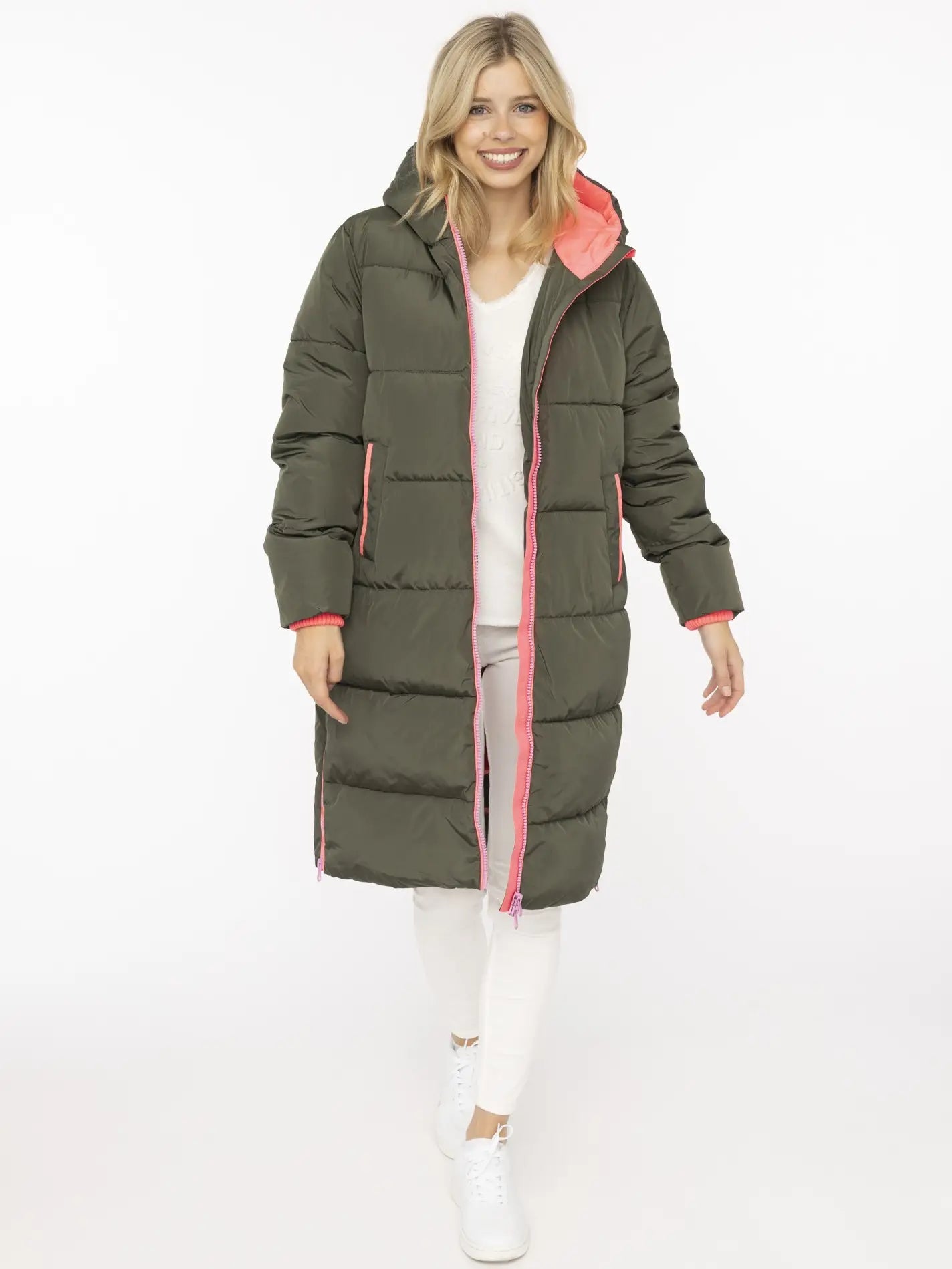 Langer Steppmantel "Cozy" Grün