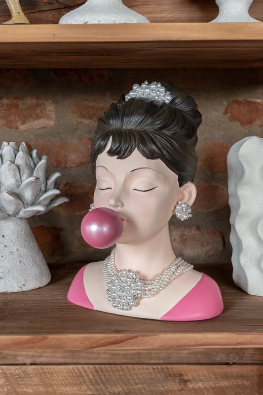 Damenbüste „Bubble Gum“ aus farbigem Harz H 30 x 22 x 23 cm