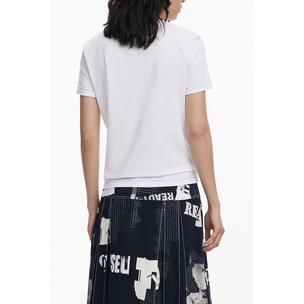White Cotton Women T-Shirt