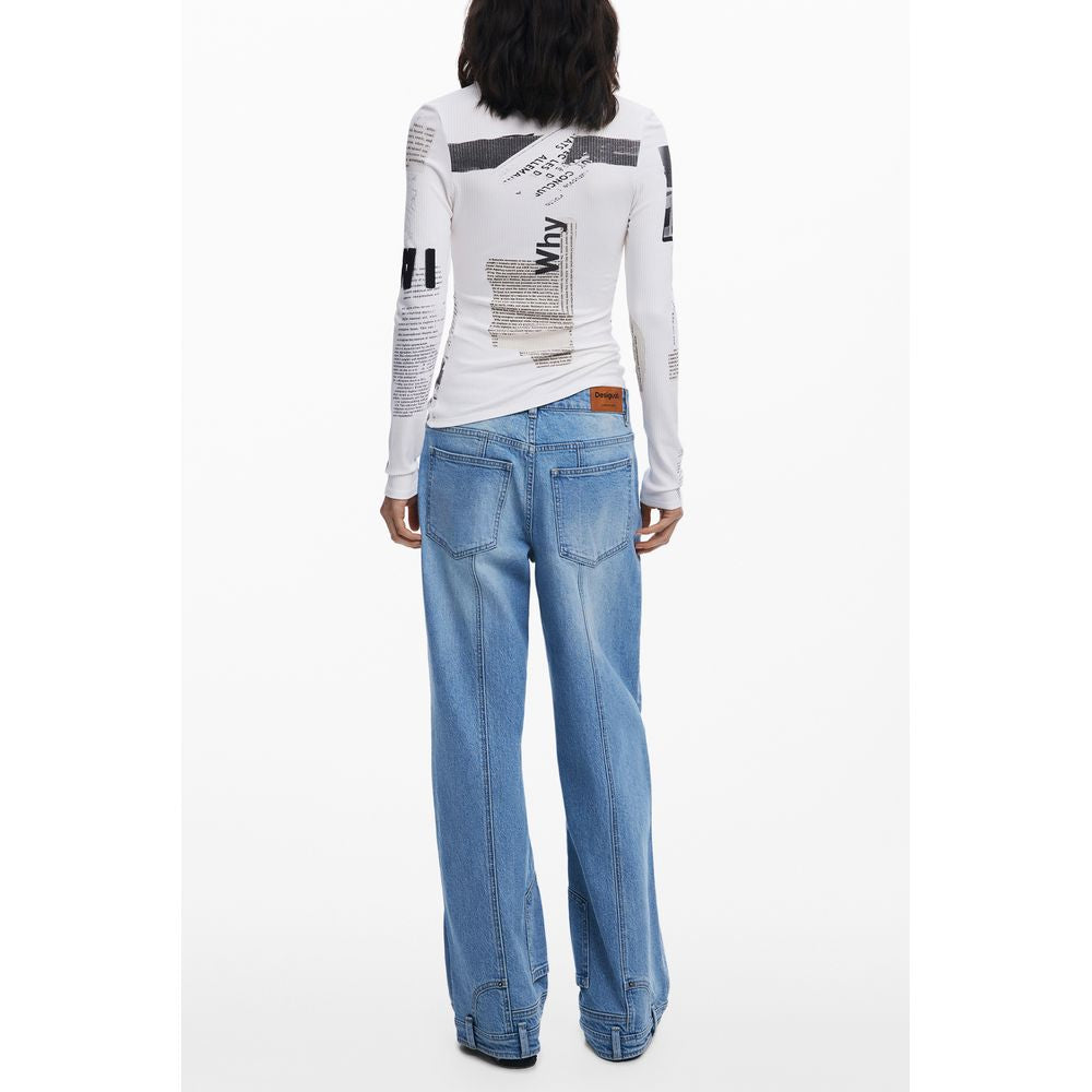 White Viscose Women T-Shirt