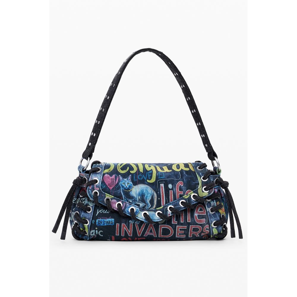 Blue Cotton Women Handbag
