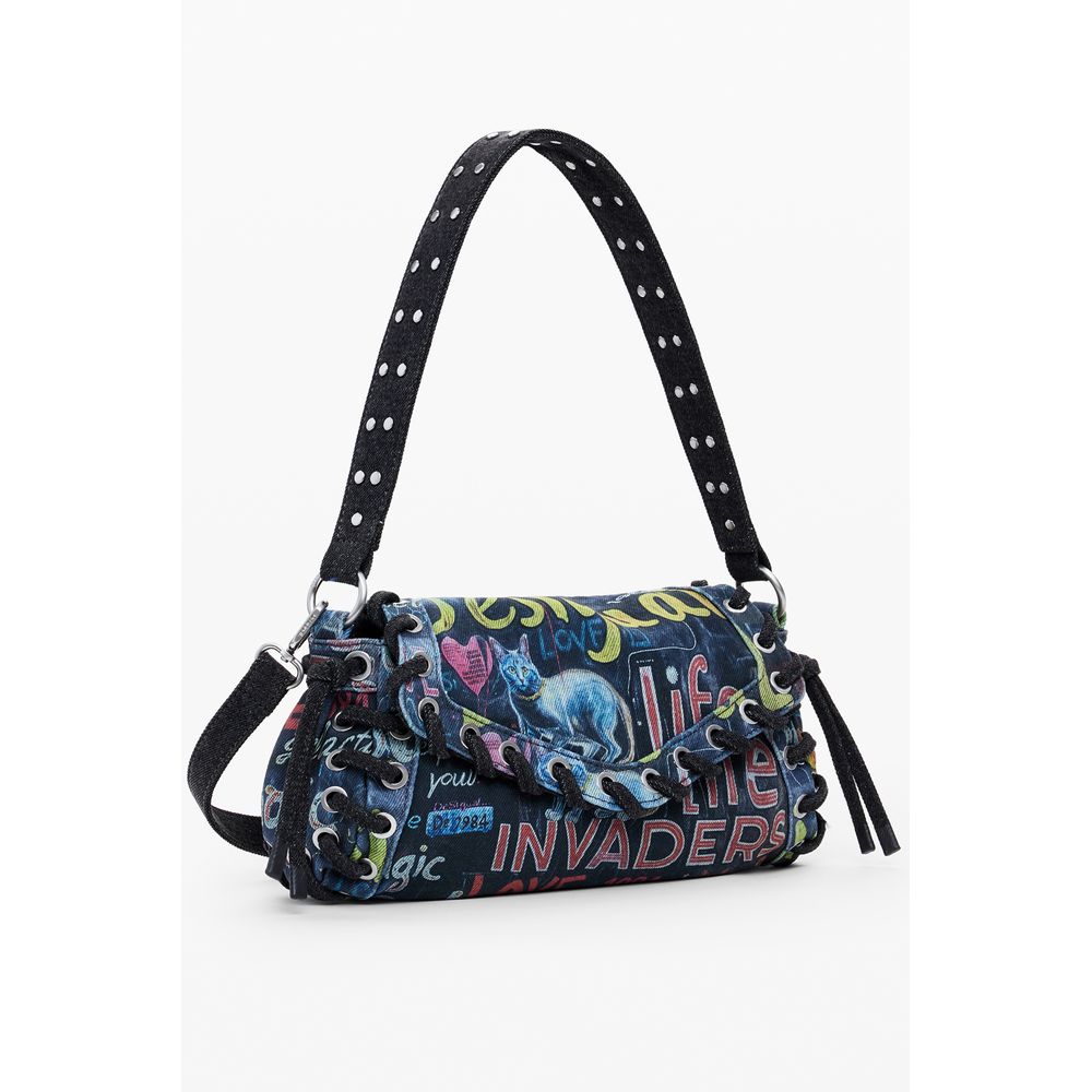 Blue Cotton Women Handbag