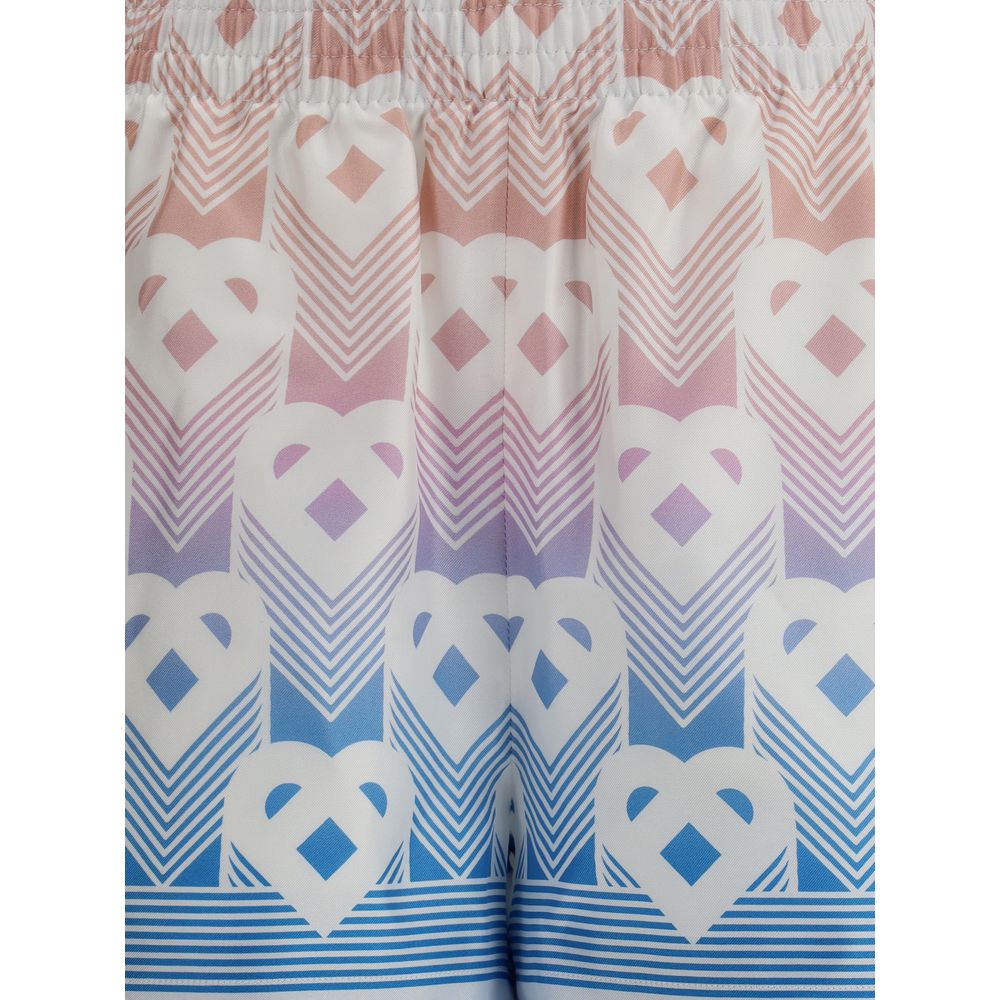 Gradient Heart Monogram Silk Shorts